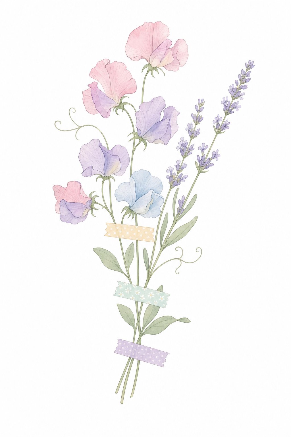 Gepresste Blüten und Blätter auf altem Papier wie in einem Herbarium (mit AI erstelltes Bild)