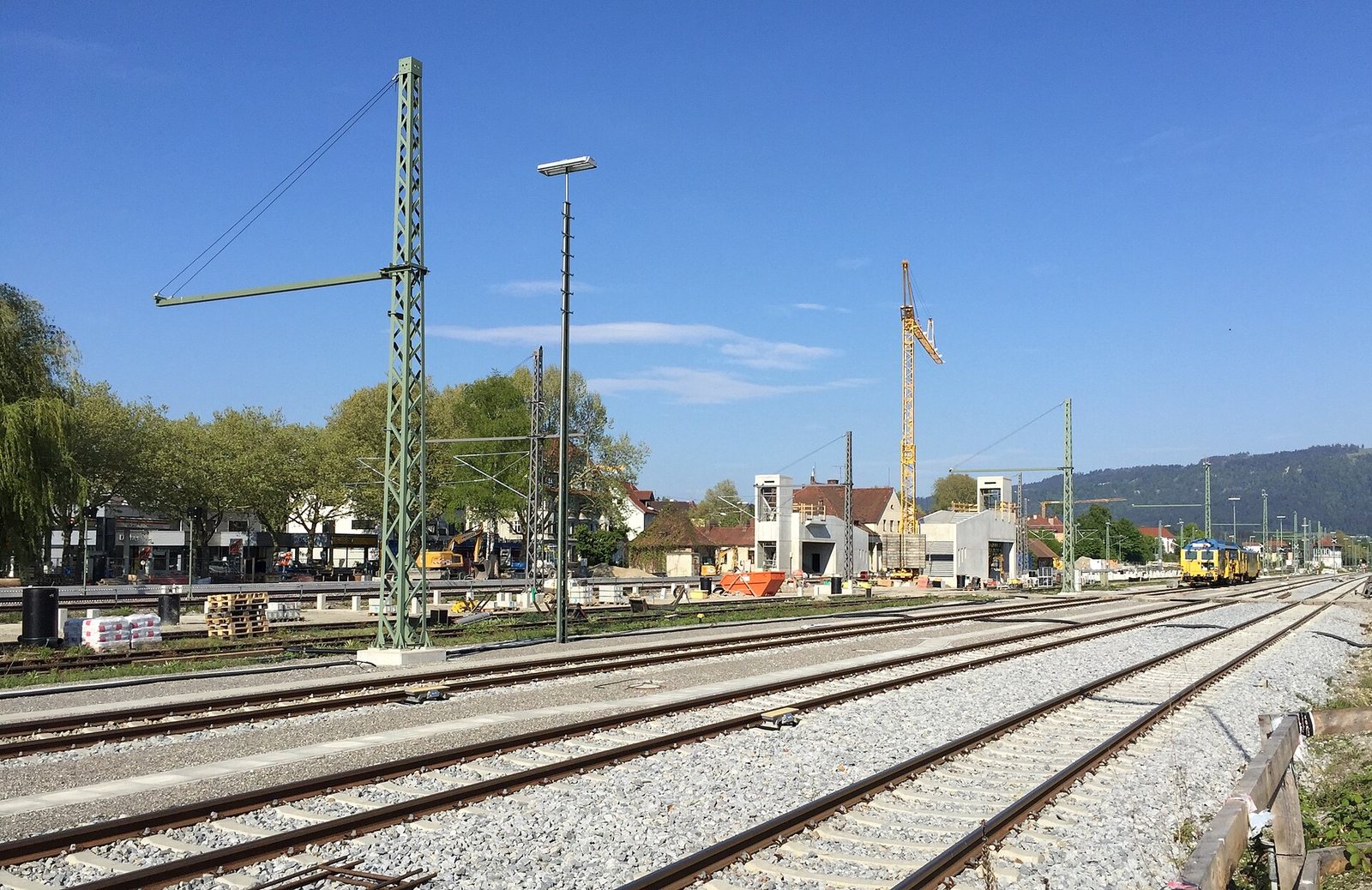 Baustelle des Bahnhofs Lindau-Reutin im April 2020